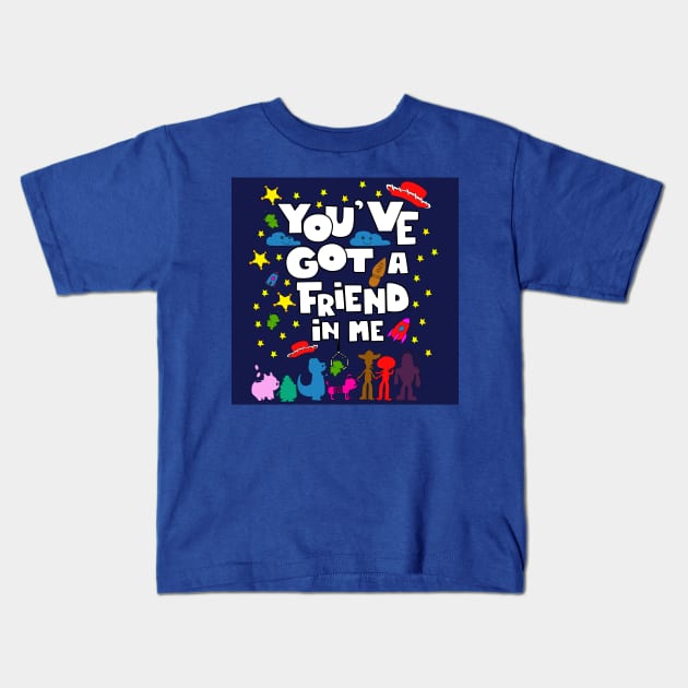 love, toys and friends Kids T-Shirt by jorge_lebeau